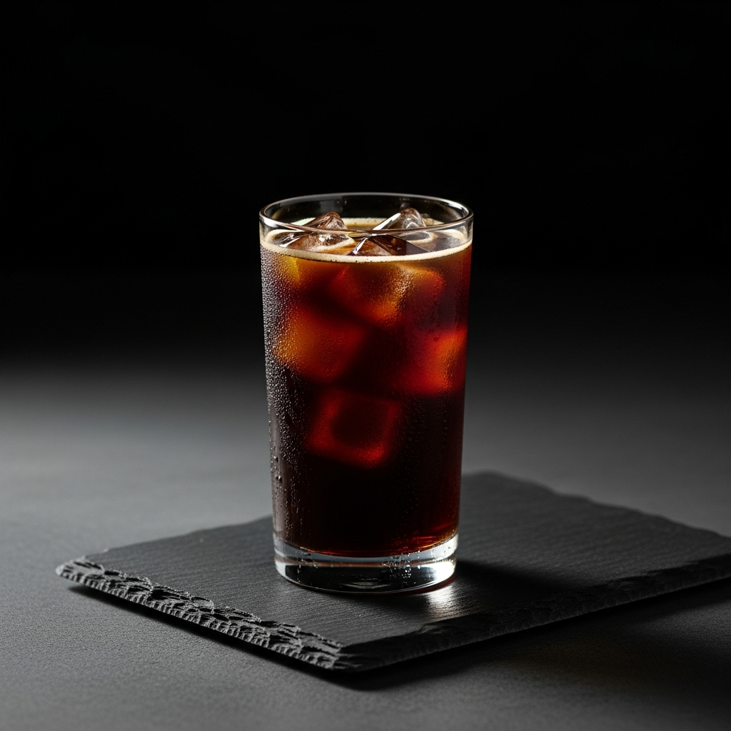 Cold brew ve vysoké sklenici s ledem