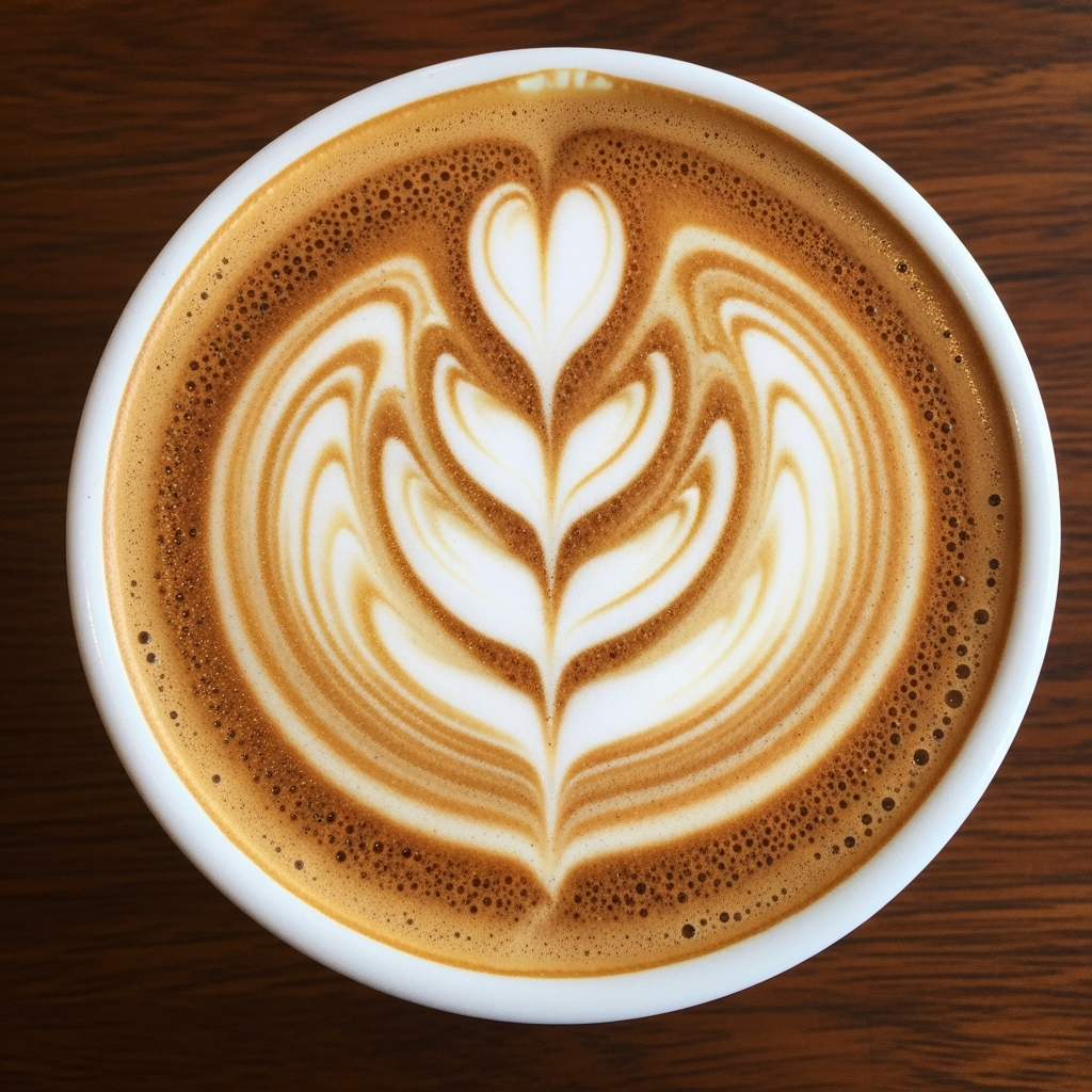 Flat white s hedvábným latte art